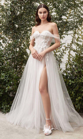Sheri shine open corset wedding dress, draped, short detachable