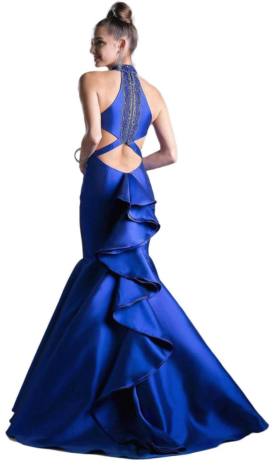 Cinderella Divine 72046 Halter Tonal Cutout Prom Dress Adasa 