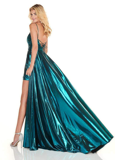 Rachel Allan Homecoming - 4142 Ruched Deep V-neck A-line Gown Prom Dresses