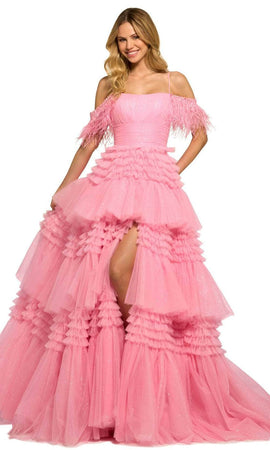Sherri Hill Frilled Tulle Skirt Prom Gown