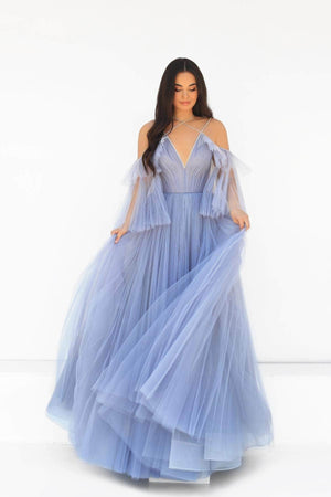 Off-shoulder sleeves Tarik ediz gown