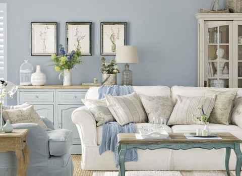 Pale blue living room