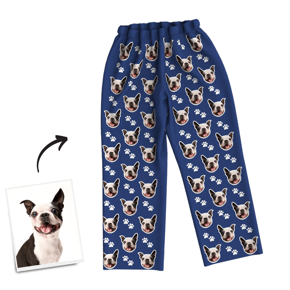 Personalized Photo Pajama Pants with Dog Face Pet Memorial Gifts - Giftlab