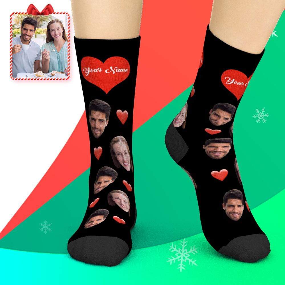 20%OFF Custom Face Heart Socks with Your Text Gifts for Lover Valentines Day Gifts