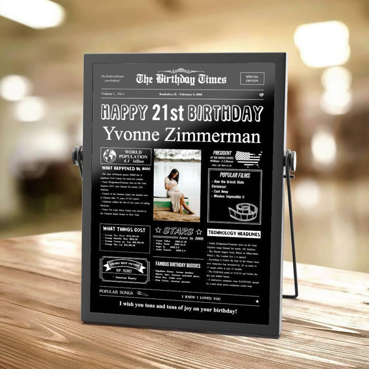 Personalized Birthday Plaque Newspaper Plaque Acrylic Custom 21st Birthday Gifts For Best Friend
