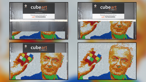 Mosaic of Erno Rubik made by Cubelelo