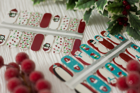 Festive Penguins and Holiday Friends nail wrap sets