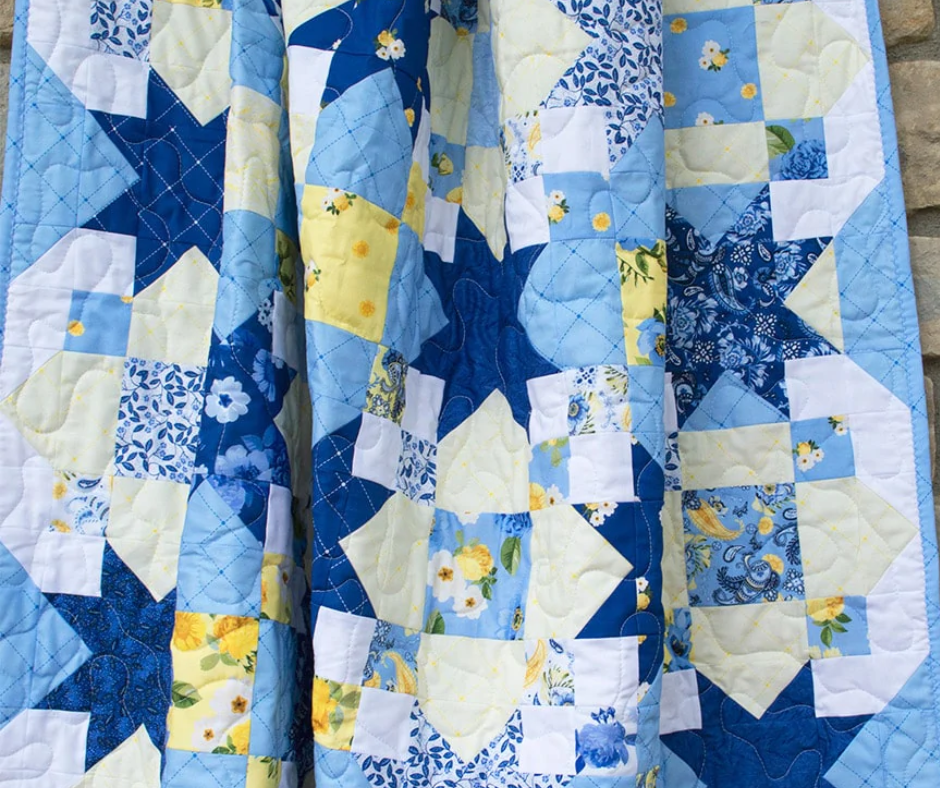 Lucky star quilt pattern by Color girl kit with True FAbrics