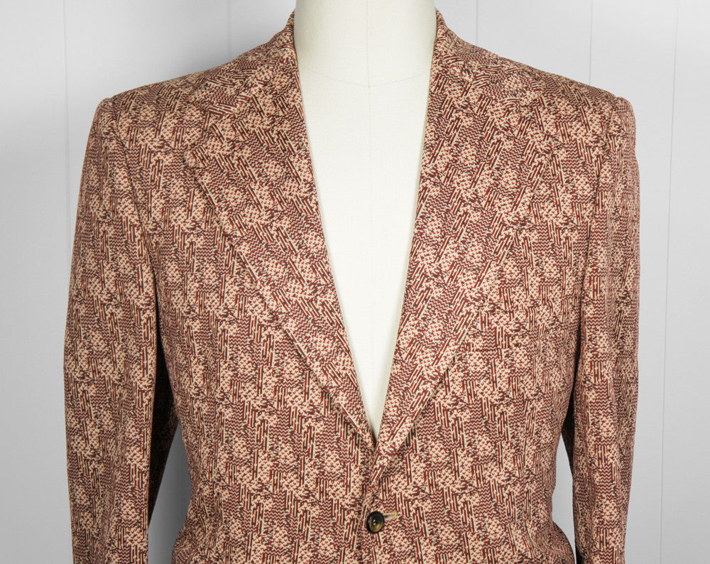 Vintage Men's 1960's Brown & Burnt Orange Traveller Knit Blazer, Size M ...