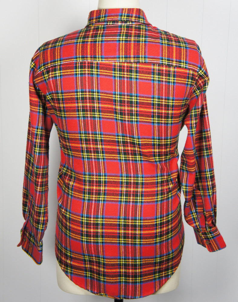 Vintage Men's 1980's Festive Multicolor Striped Plaid Flannel Shirt ...