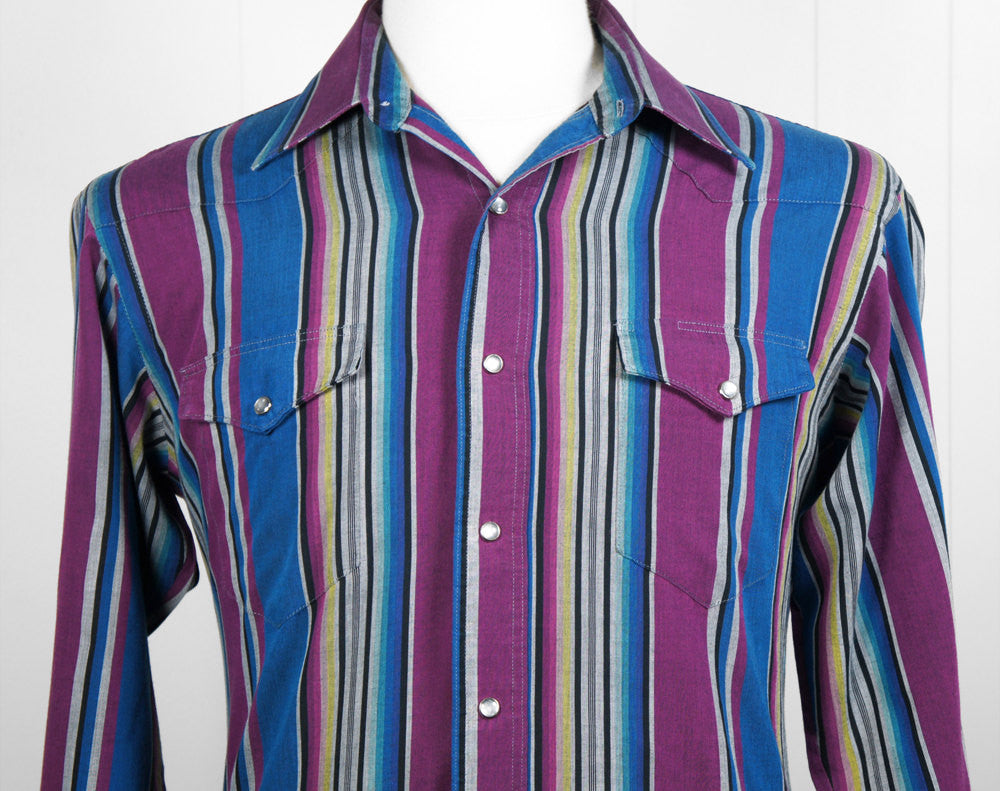 Vintage Men's Multicolor Wrangler Western Pearl Snap Shirt - Size M | Hoof  & Antler