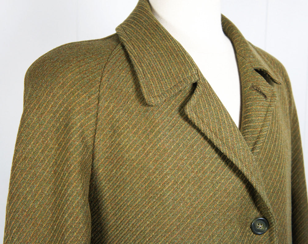 Vintage Men's 1950's Olive Green Burleigh Wool Trench Coat - Size L ...