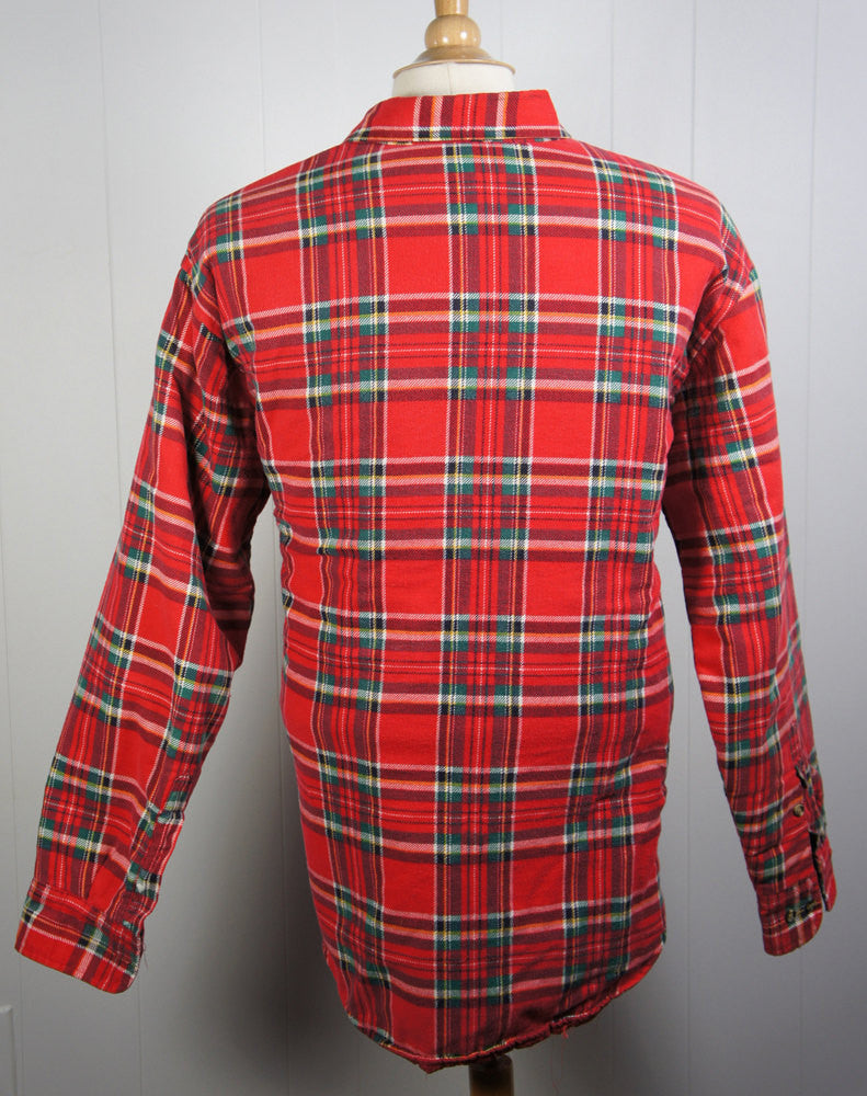 Vintage Red, Green, Black & White Striped Flannel Shirt Jacket - Size ...