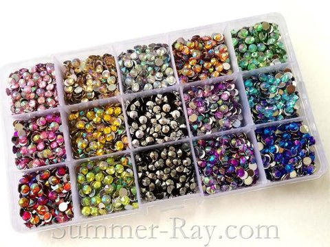 Rhinestones 5mm AB Pointed End Mixed Color in Storage Box - 4500 piece ...