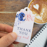 Thank You Tags with Blue Floral Wedding Bridal Shower Favors Tags Gift Tags
