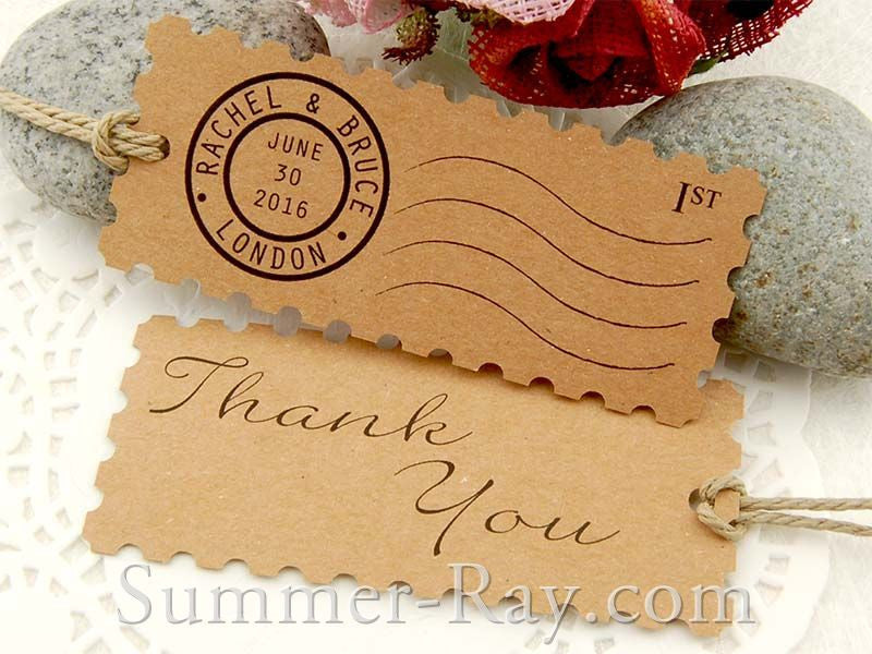 Personalized Kraft Postage Stamp Gift Tags / Favor Tags
