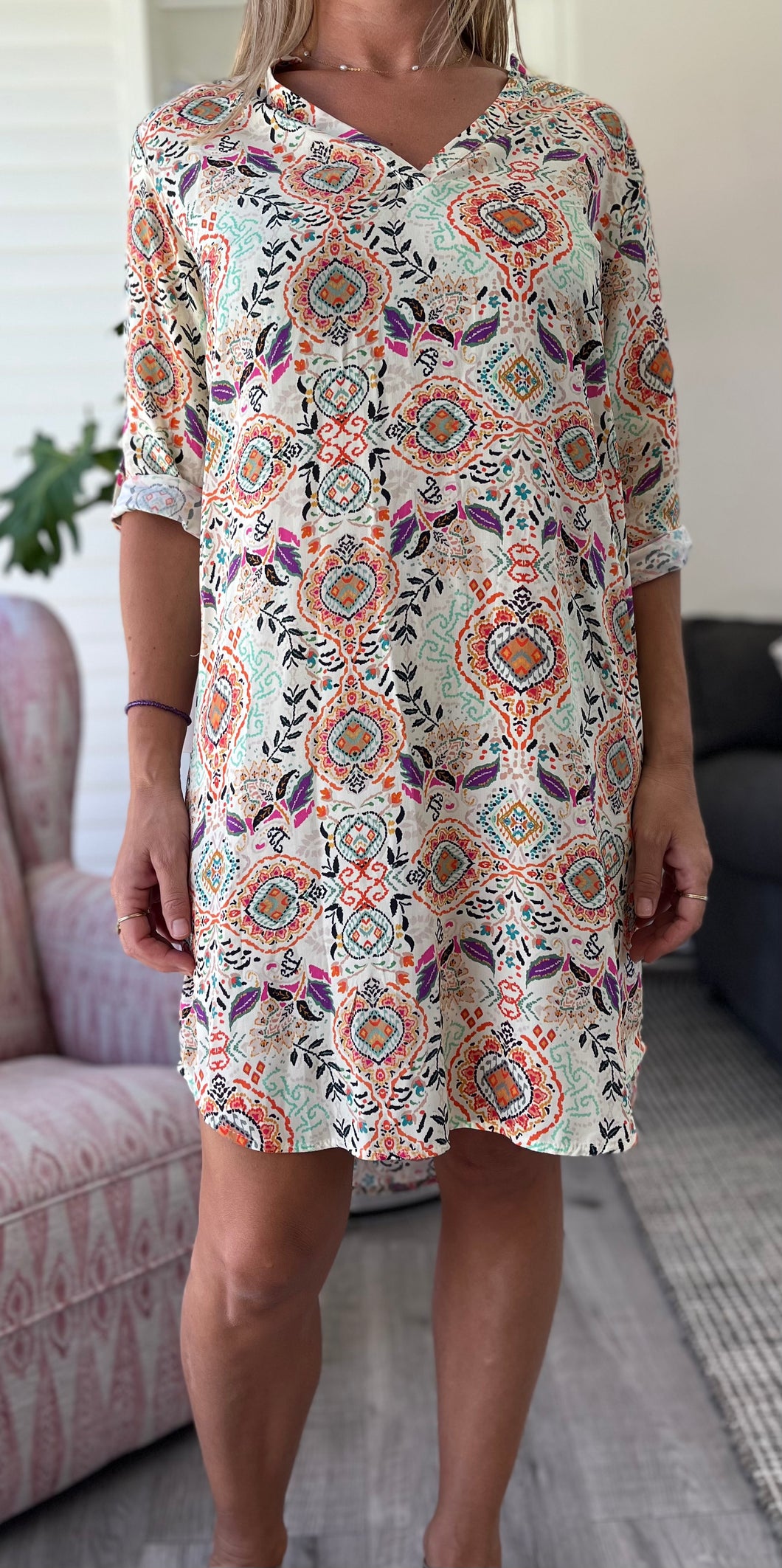 Freda & Dick tunic dress - Cream paisley – Coco li