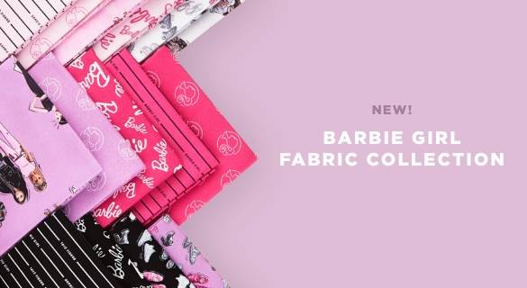 Barbie Tossed Logo Cotton Fabric