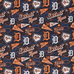 Cotton Detroit Tigers Squares MLB Baseball Sports Team Cotton Fabric Print  by the Yard s6660bf