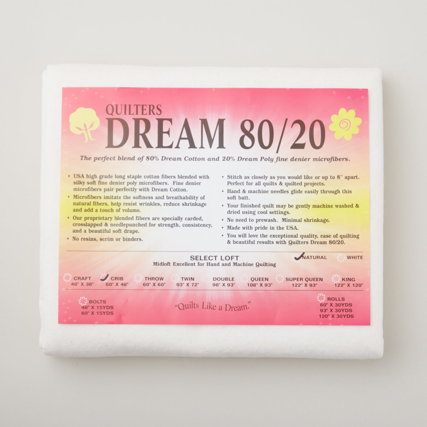 Quilters Dream Fusible 80/20 Batting Crib 46x60in – Hearthside Quilts
