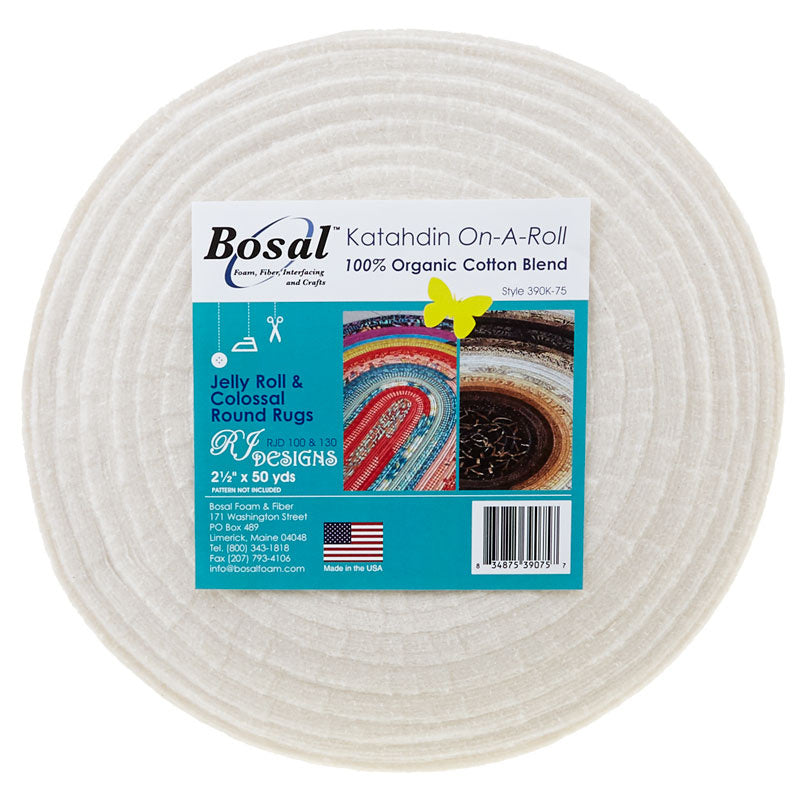 Bosal Katahdin 100% Organic Cotton Precut 2 1/2" x 50 Yard Batting