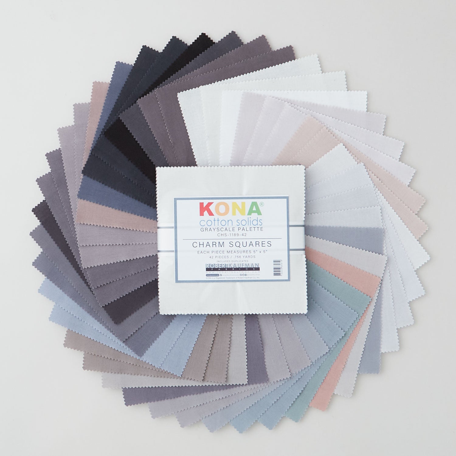 Robert Kaufman 5 Charm Pack Squares - Kona Cotton Solids Lovely Palette Fabric Precuts M520.32