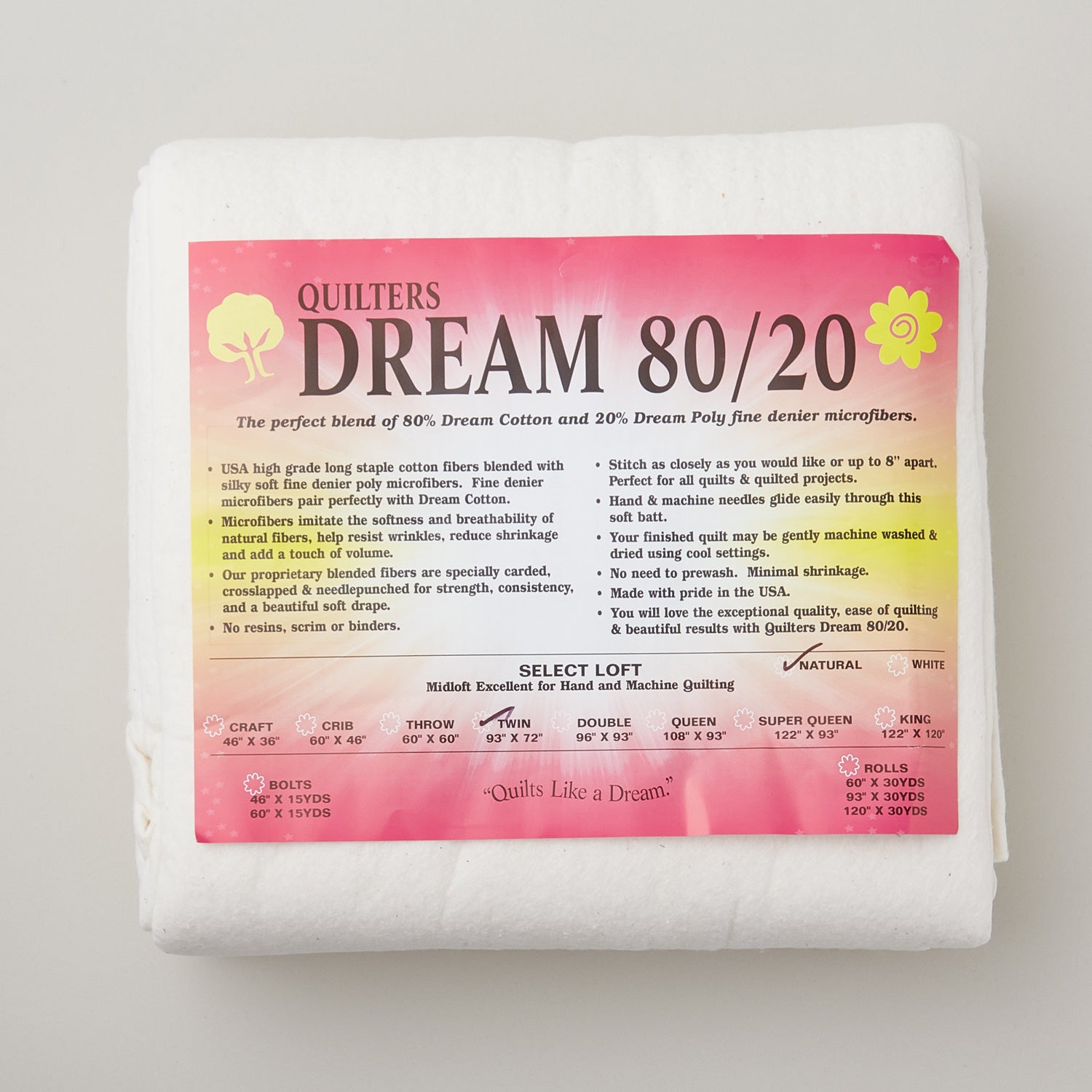 Quilter's Dream Natural 80/20 Select Twin Batting