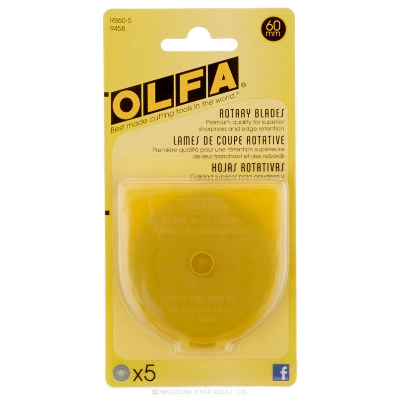OLFA 45mm Rotary Cutter Replacement Blades, 5 Blades (RB45-5) - Tungsten  Steel Circular Rotary Fabric Cutter Blade for Quilting, Sewing, Crafts, and
