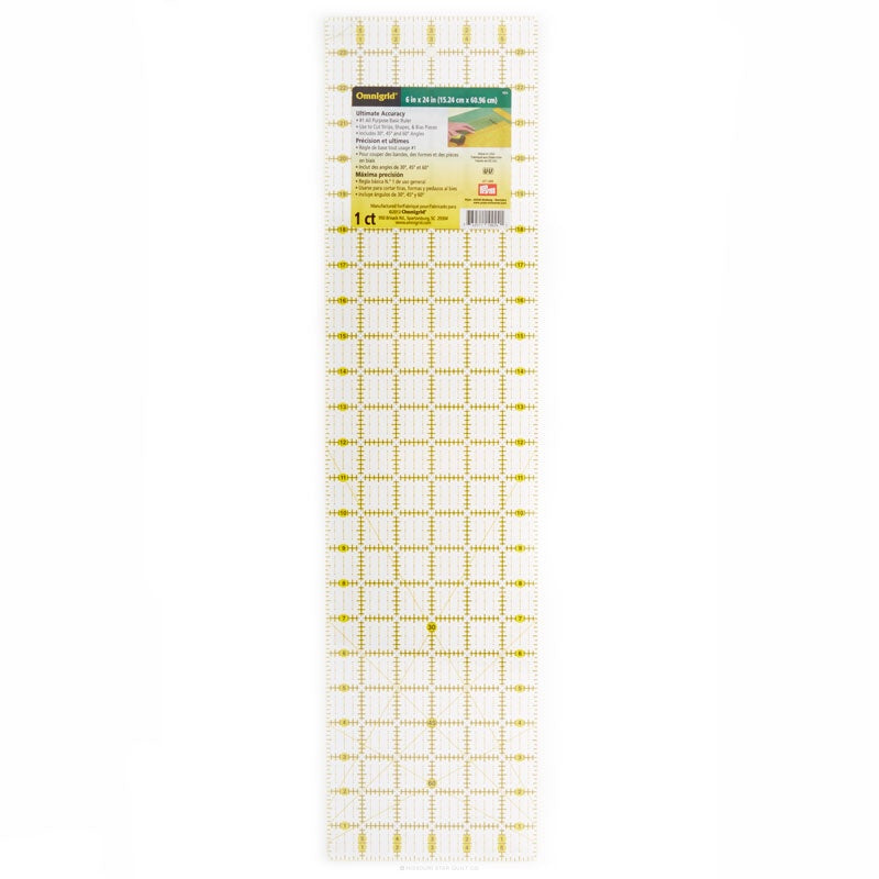 eQuilter Omnigrip Non-Slip Neon Grid - Quilting Ruler - 6 x 24