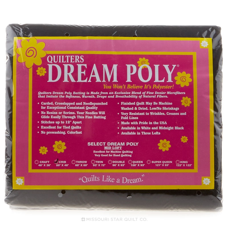 Quilters Dream Poly Select Quilt Batting-super Queen Size Midnight Black  Color 121 X 93 