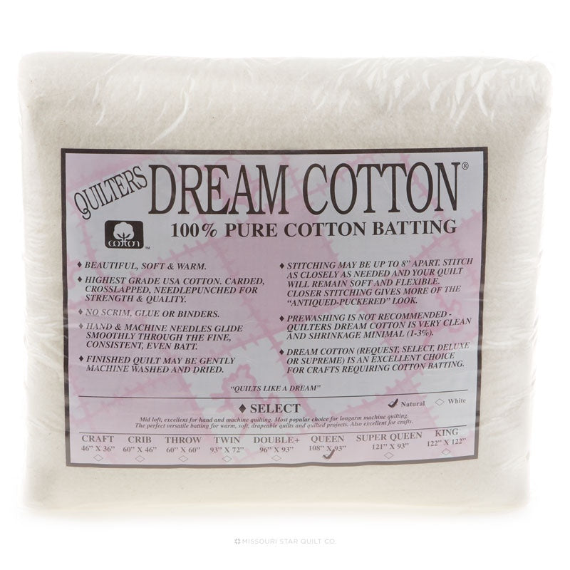 Natural Cotton Select Mid Loft Crib Quilt Batting, Quilter's Dream #N4CB