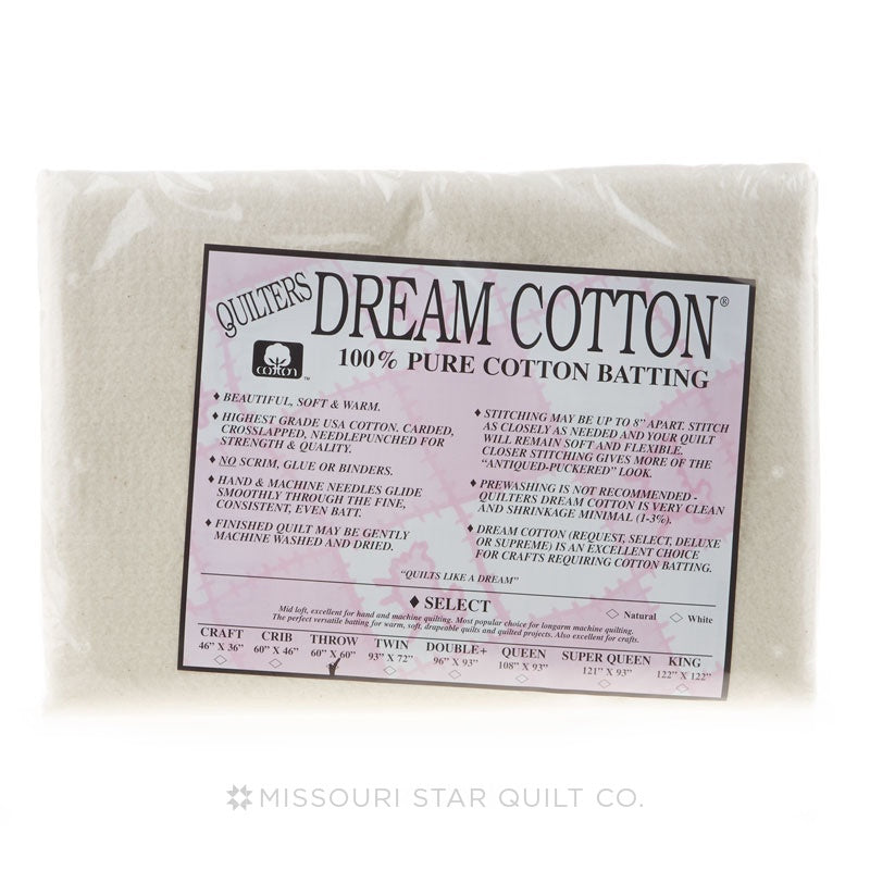Quilter's Dream Deluxe 100% cotton batting (Natural) -Queen roll-93x30 yds