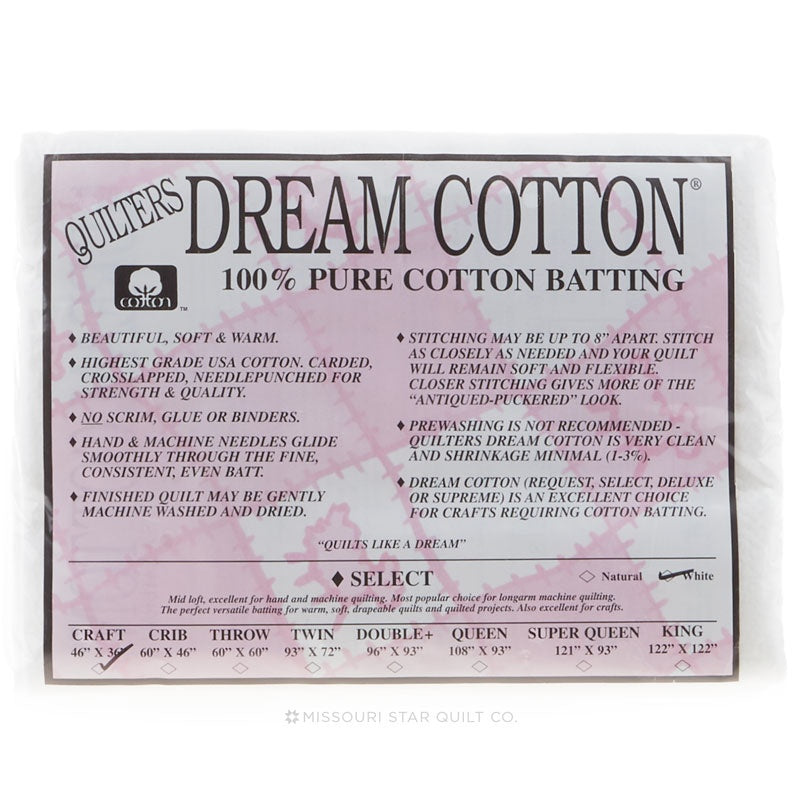 Quilters Dream King (120x122) White Cotton Batting