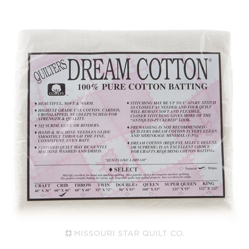 Quilters Dream Batting n4d Double Select Cotton – River's Edge