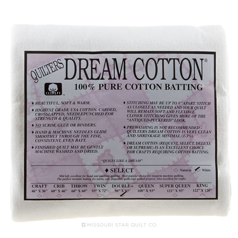 N4DPK Dream Cotton Natural Select Batting (Package, Double 93 in x 96 in)  shipping included*