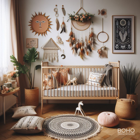 Boho-Scandinavian Fusion: A Harmonious Home Blend Girl baby room decor ideas