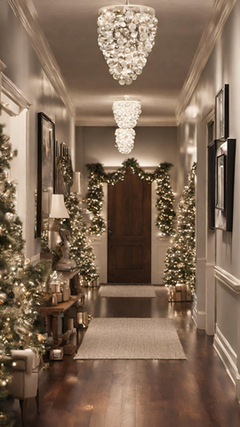 Elegant House Hallway with Glass Chandeliers