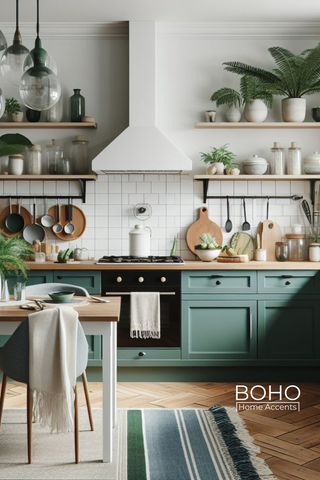 Complement green walls with neutrals like beige or white for a fresh, airy feel. Bold tones like mustard or deep blues can add a touch of drama. boho home accents bohemian home decor inspiration