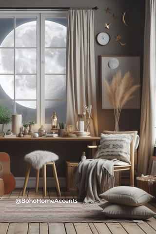Full Moon enhancing moon-inspired ambiance in home decor.