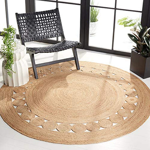 Boho Natural Fiber Round Jute Area Rug - Handmade Charm for Boho Room Decor