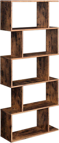 Bookshelf 5 Tier Display Shelf rustic design