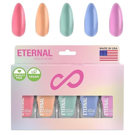 Eternal Pastel Nail Polish Sets for Women Long Lasting & Quick Dry Nail Polish Set for Home DIY Manicure Pedicure - Made in USA