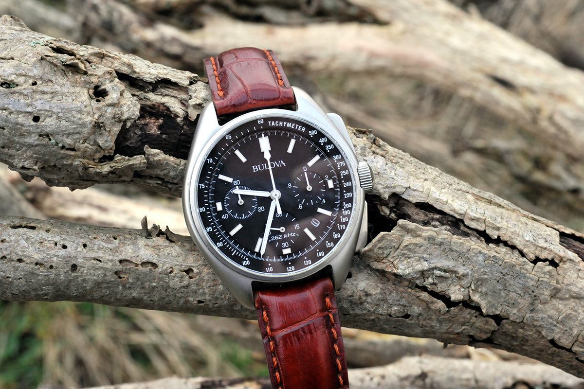 bulova moon watch leather strap