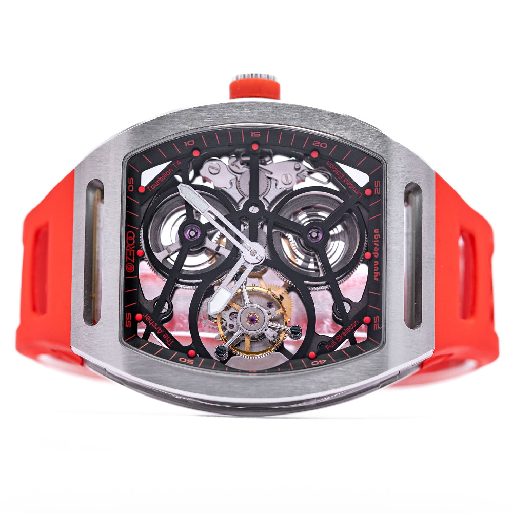 2022 Zeroo T4 The Archer Full Skeleton Tourbillion Red