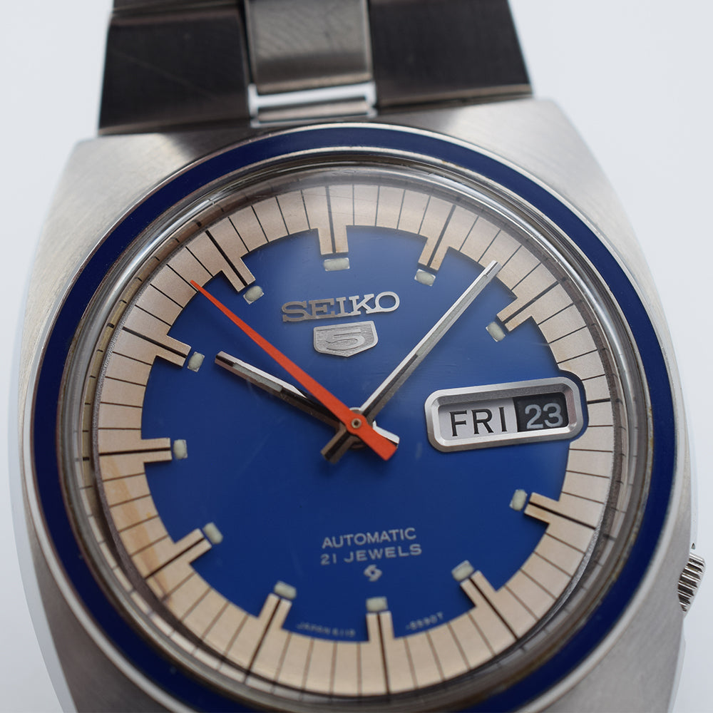 Rare 1972 Seiko 5 Automatic Blue Square on Bracelet 6119-8490