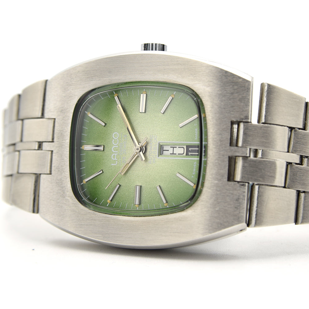 New Old Stock 1970s Lanco Day/Date Green Dial – KibbleWatches