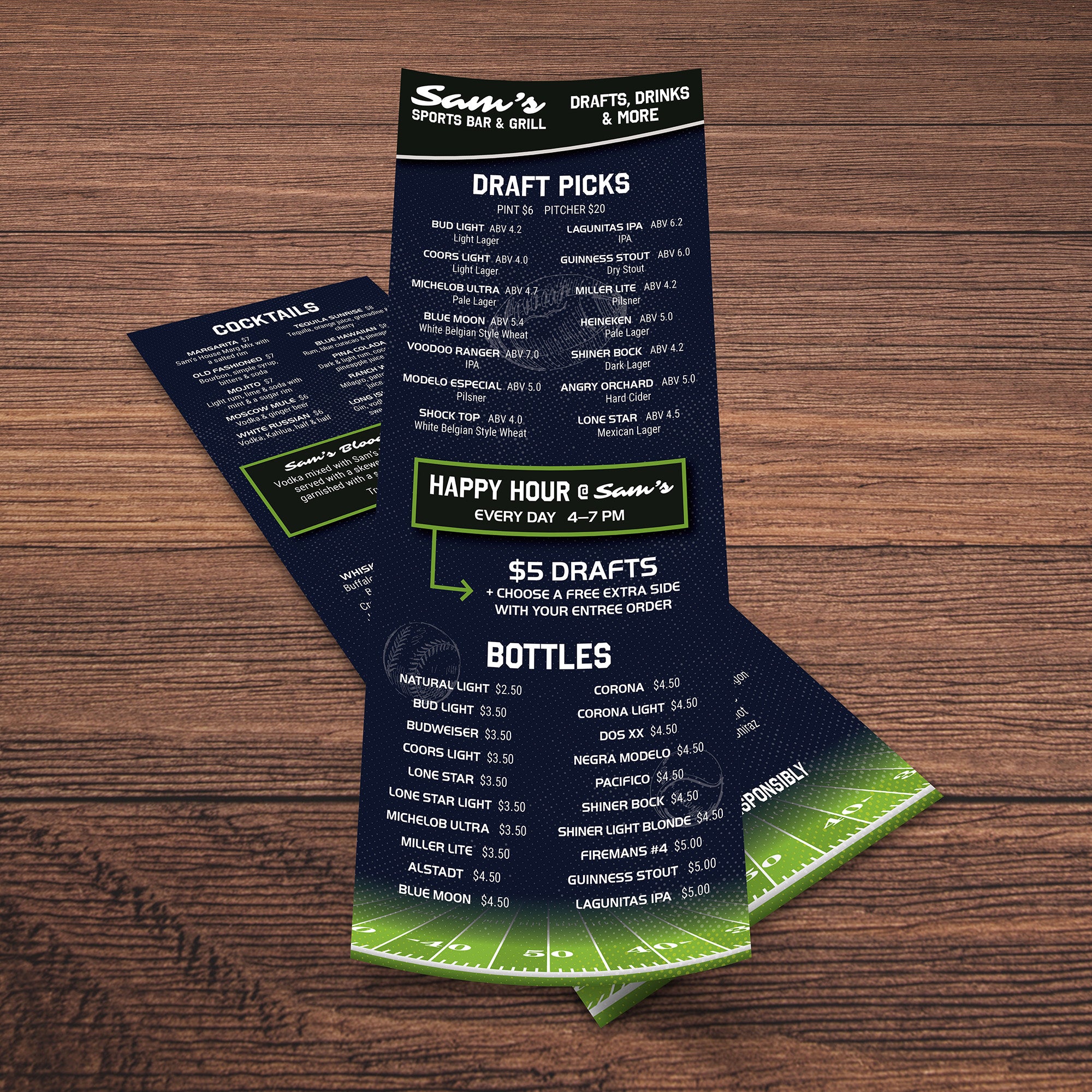 Waterproof Flat Table Menus 6 x 15