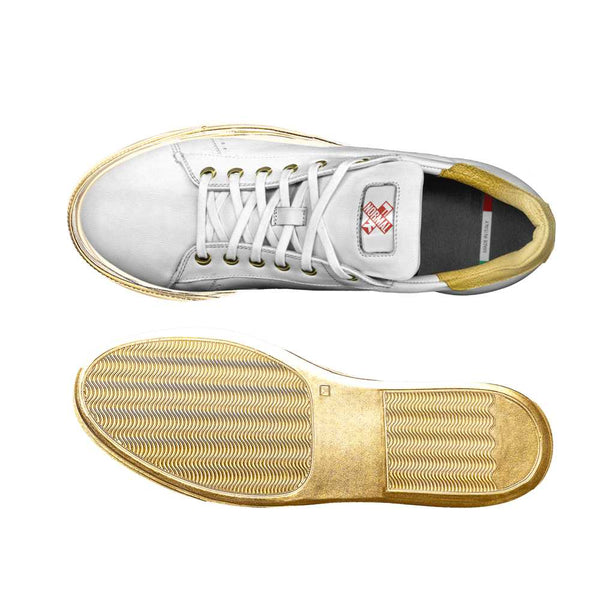 mens white and gold trainers