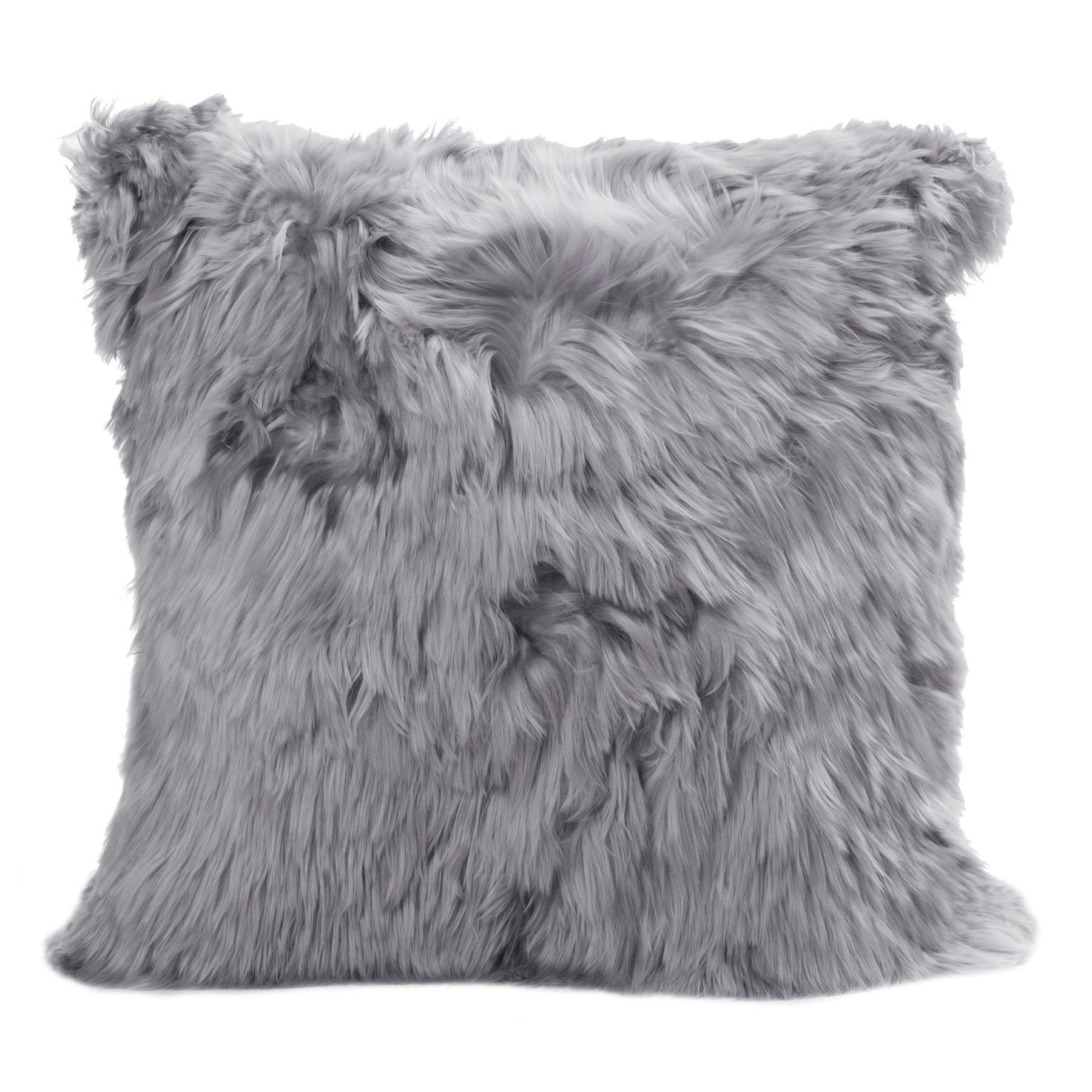 Alpaca Suri Cushion Square 50cm Microsuede Cool Grey