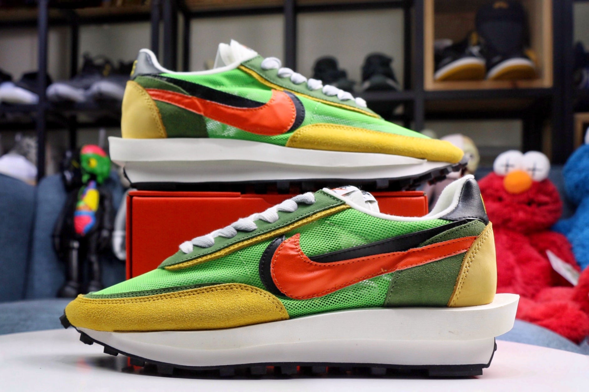 nike sacai green orange